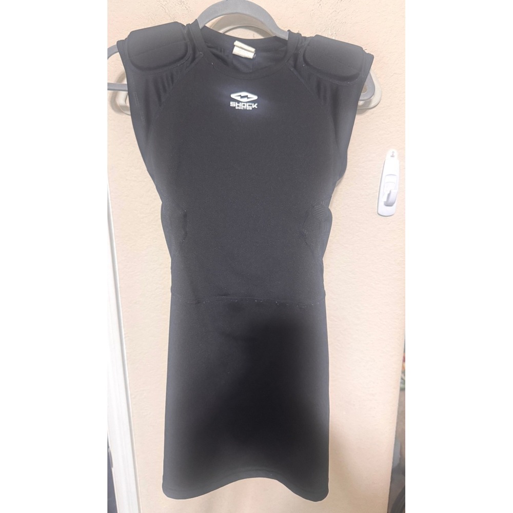 Shock Doctor Mens Small Padded Compression Shirt Black Football Rib Spine Guard